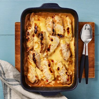 Kyckling med sås av sweet chili i ugnsform