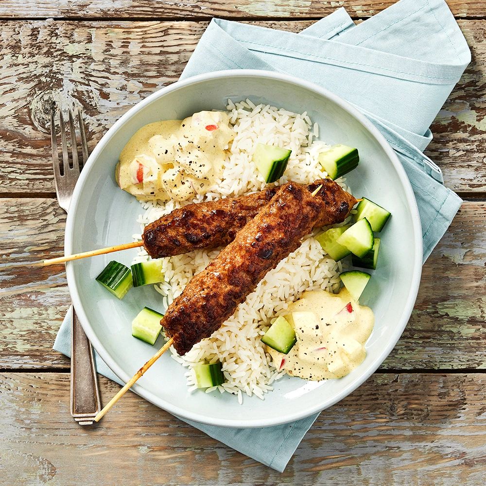 Kebabspett och currydipp med äpple