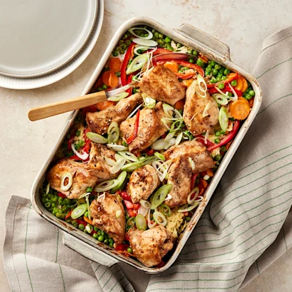 Ugnsbakat ris med kyckling