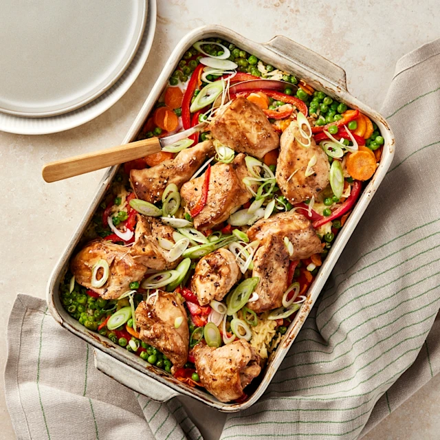 Ugnsbakat ris med kyckling