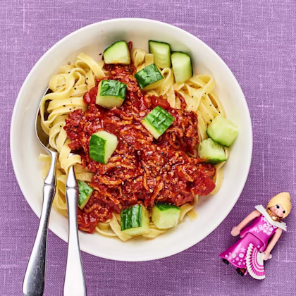 Köttfärssås och tagliatelle