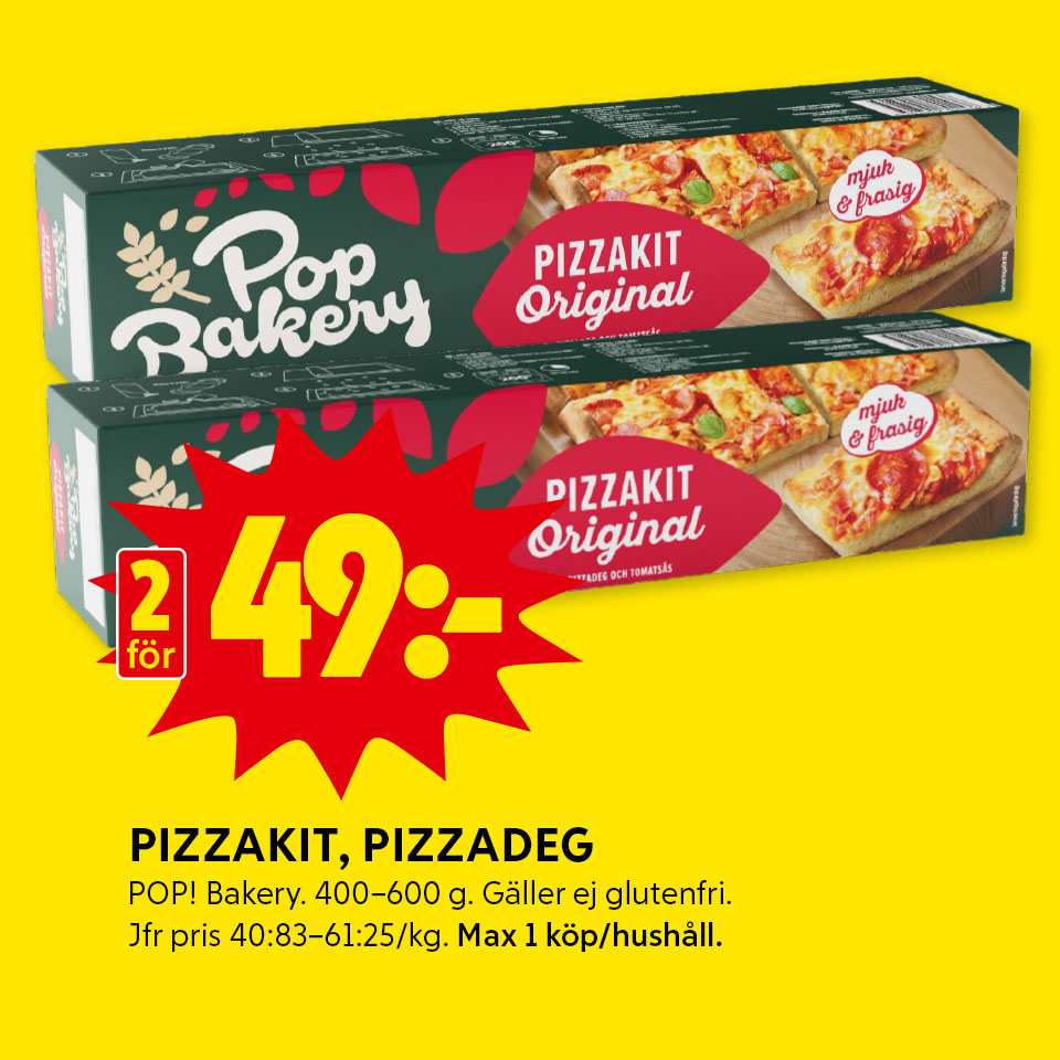 veckans klipp - pizzadeg 2 för 49 kr