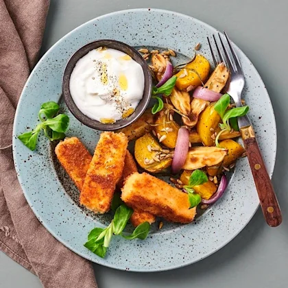 Rostade gulbetor med krispiga oststicks