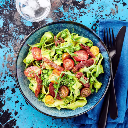 Pappardelle med spenatpesto