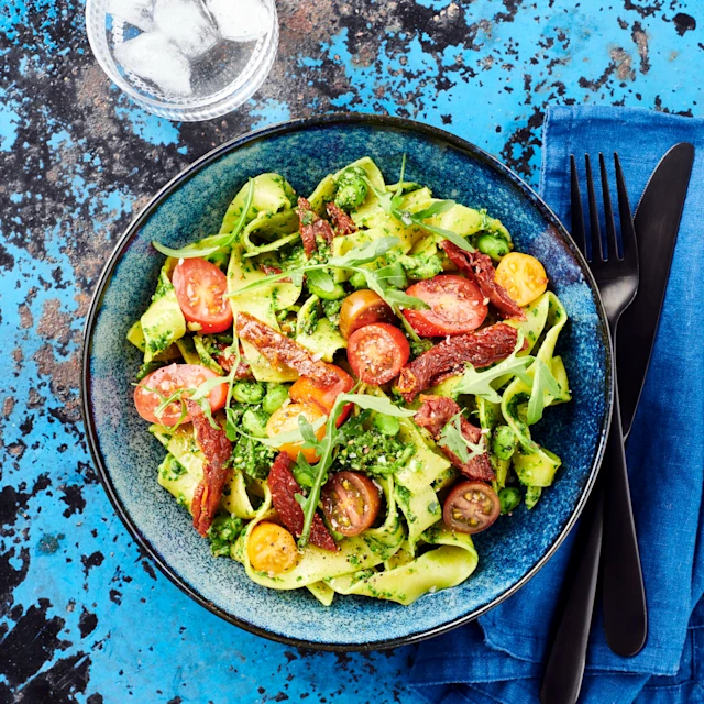 Pappardelle med spenatpesto