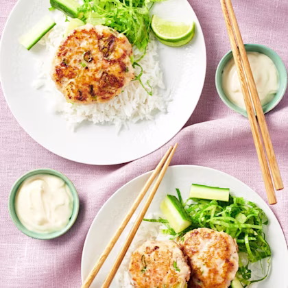 Asiatiska fiskbiffar med limemajonnäs