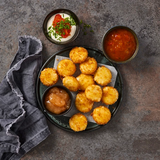 Friterad snackost med tre smaker