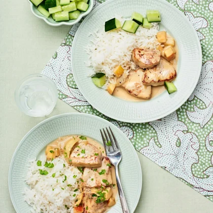 Stekt fläskytterfilé i äppelgräddsås