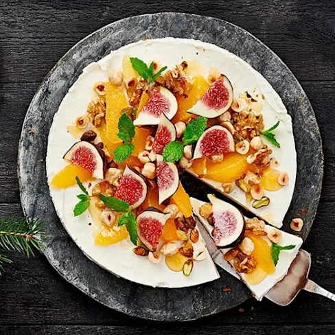 No bake cheesecake med apelsin, fikon och nötter