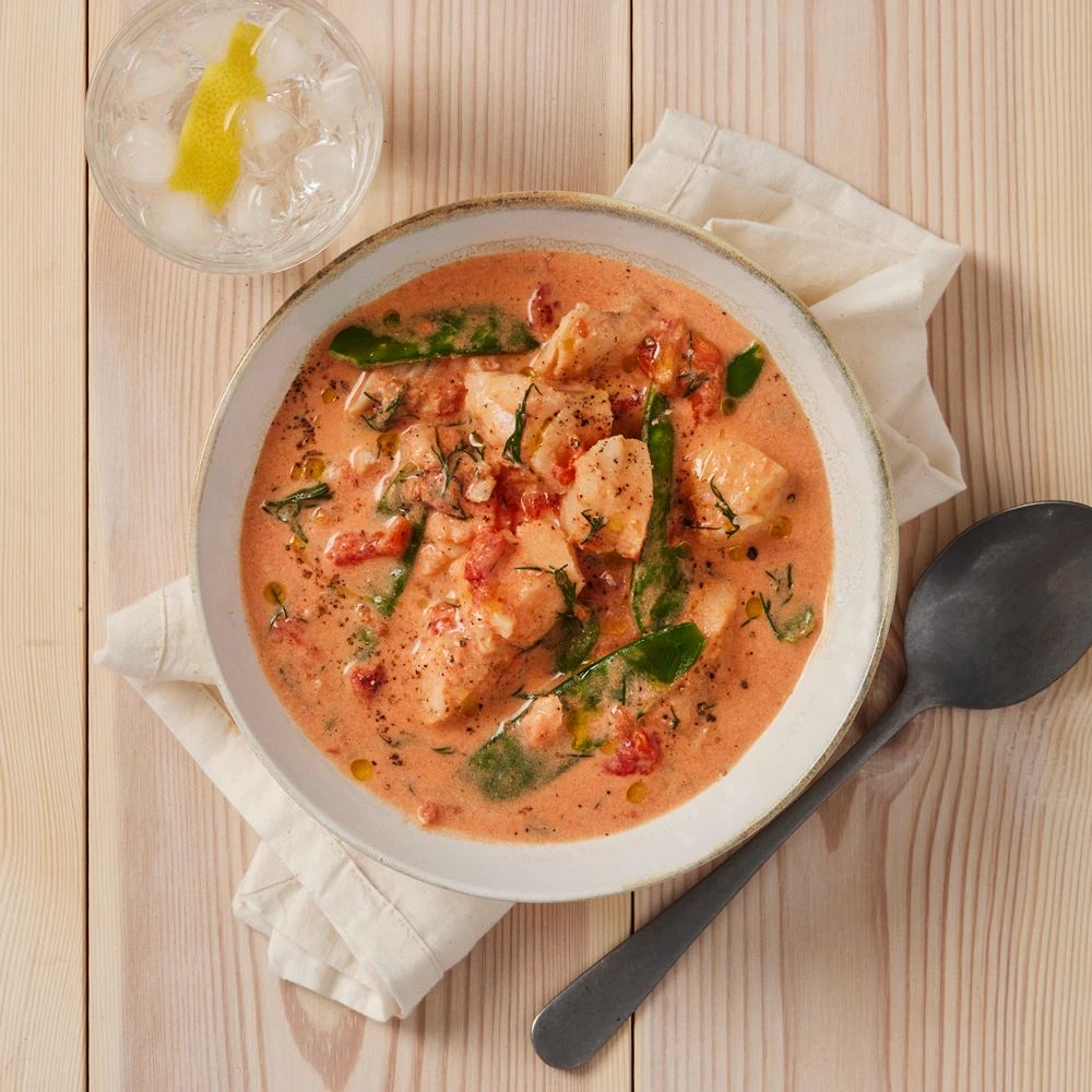 Fiskgryta med dill och sockerärtor