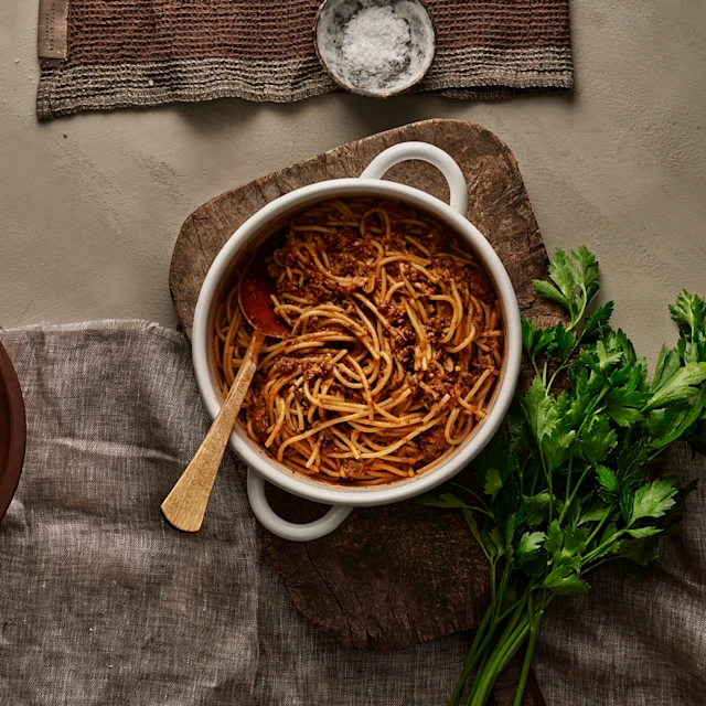 Bolognese med bacon och rotfrukter