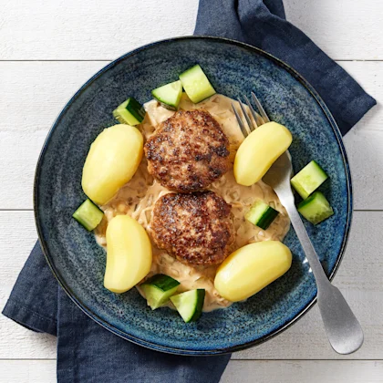 Pannbiff med löksås