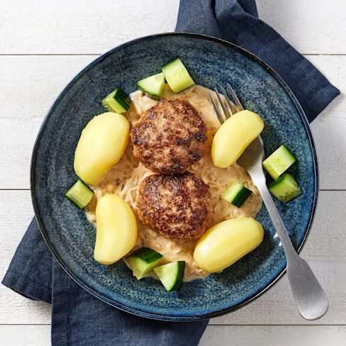 Pannbiff med löksås