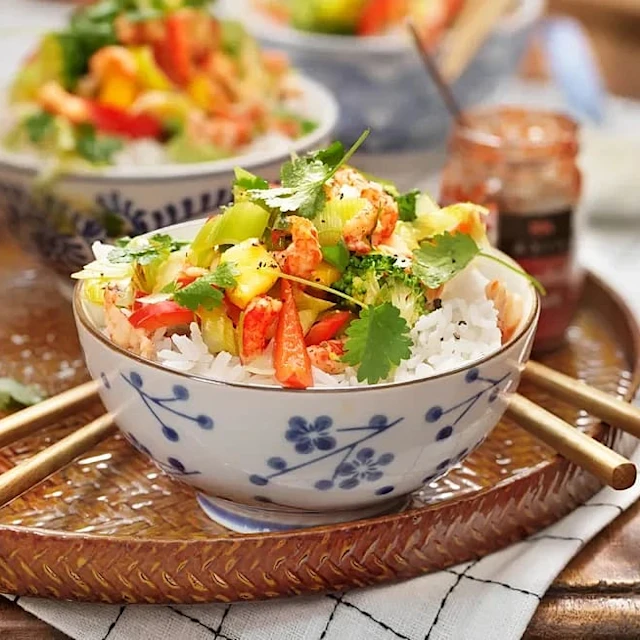 Chilikräftor med mango och koriander