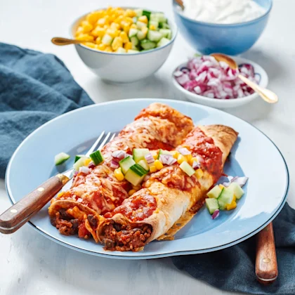 Enchiladas med majs och gräddfil