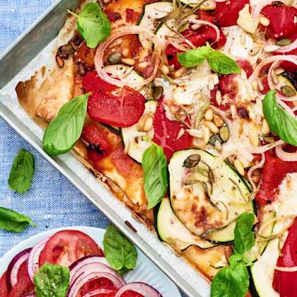 Zucchinipizza med getost