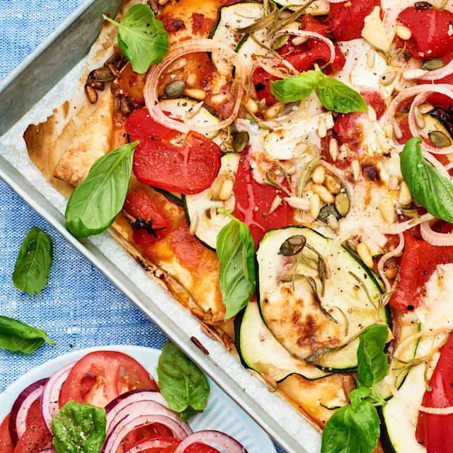 Zucchinipizza med getost