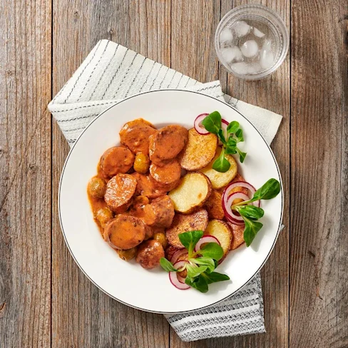 Salsiccia i tomatsås med oliver