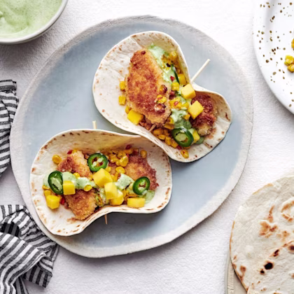 Pankofriterad chicken taco