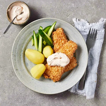 Sprödbakad torsk med Rhode Island