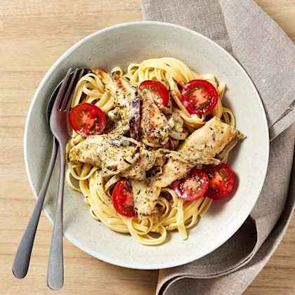Kycklingpasta med basilikapesto