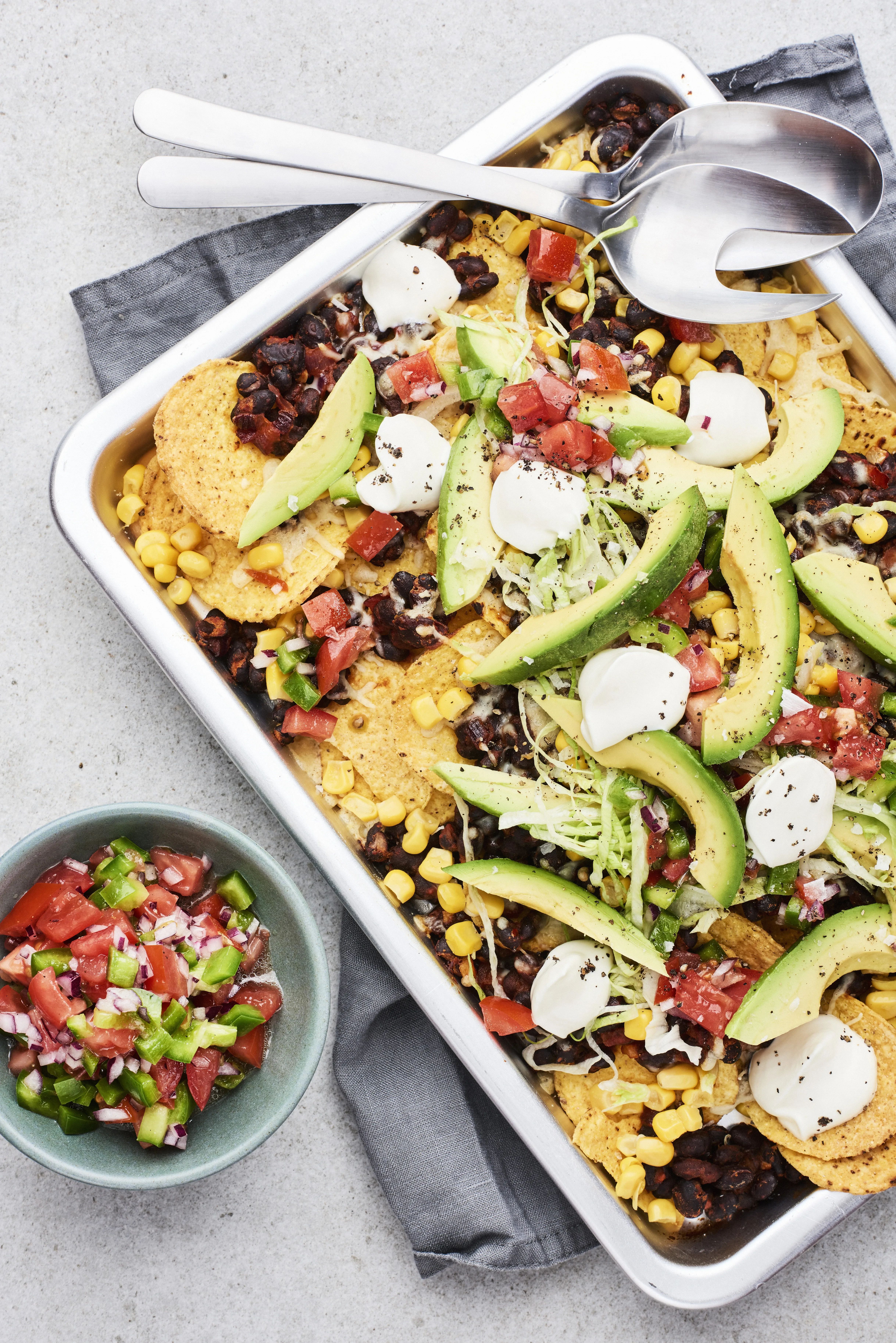 Nachos med kryddiga svarta bönor