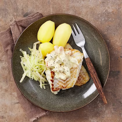 Stekt fisk med curryremoulad