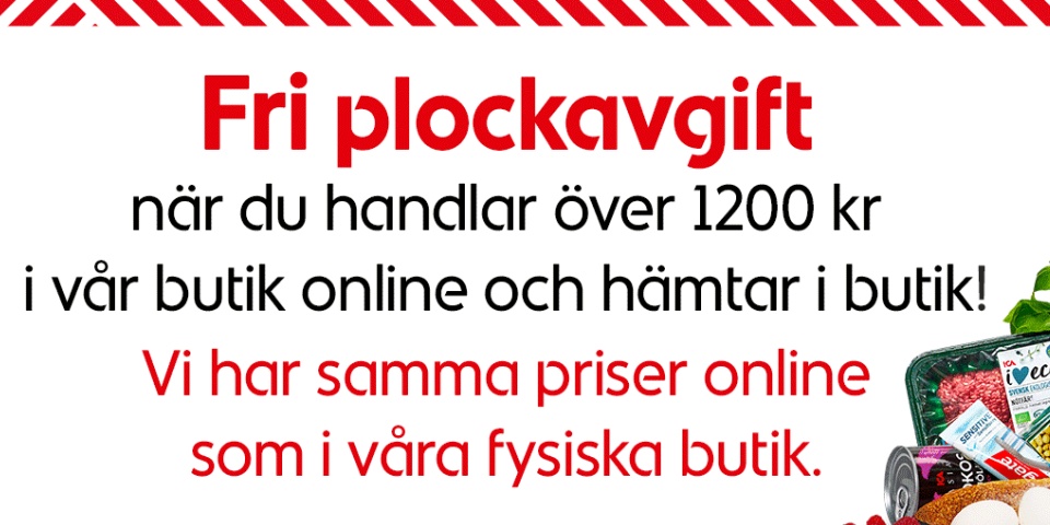 Fri plockavgift när du handlar över 1200 kronor i vår butik och hämtar i butik - Vi har samma priser online som i vår fysiska butik.