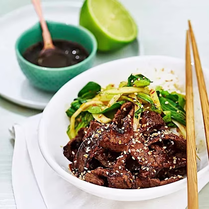 Lövbiff teriyaki med pak choi och lime
