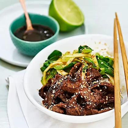 Lövbiff teriyaki med pak choi och lime