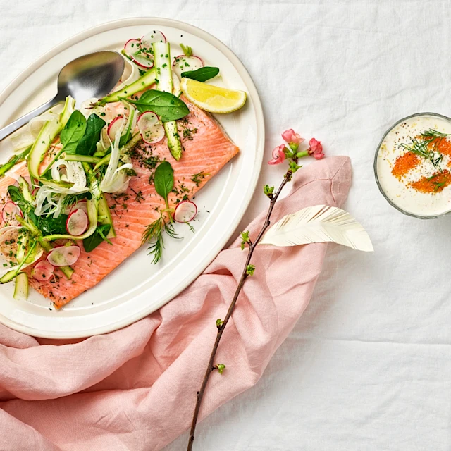 Laxsida i ugn med romsås