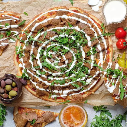 Kebabpizza med ruccola