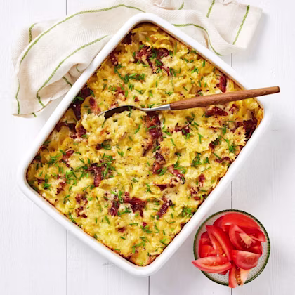 Pastagratäng med bacon