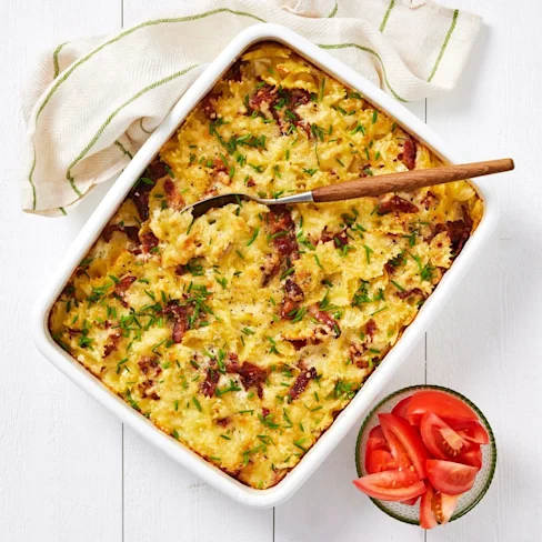 Pastagratäng med bacon