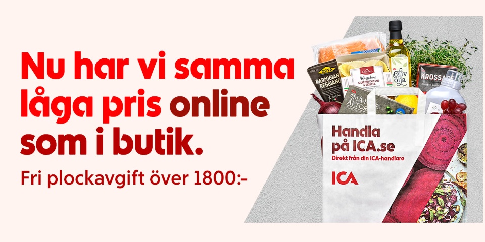 Nu har vi samma låga pris online som i butik. Fri plockavgift över 1800 kronor.