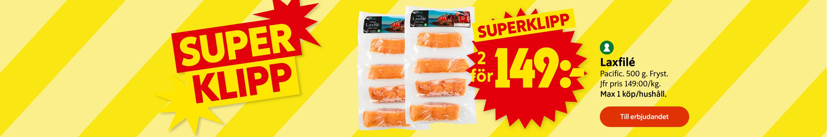 Super klipp: Fryst laxfile 4 pack från Pacific 500 gram, 2 för 149 kronor