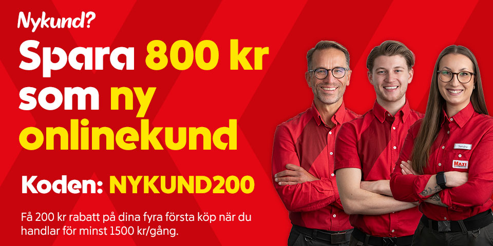 Nykund? Spara 800 kr som ny onlinekund. Koden: NYKUND200. Få 200 kr rabatt på dina fyra första köp när du handlar för minst 1500 kr/gång.