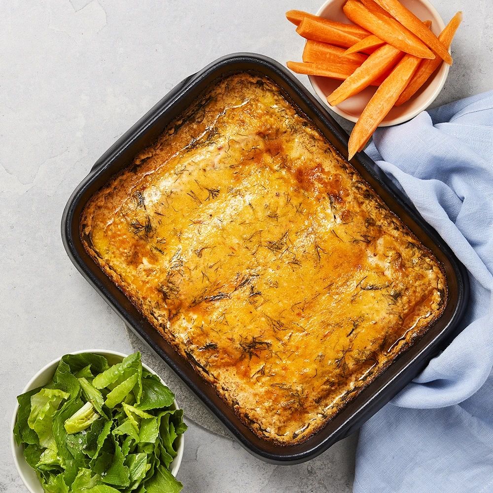 Laxgratäng med dill och hjärtsallad