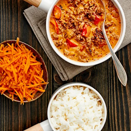 Krämig köttfärsgryta med paprika