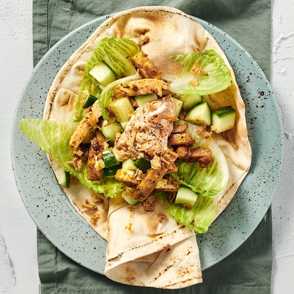 Libarulle med kebab och vitlökskräm