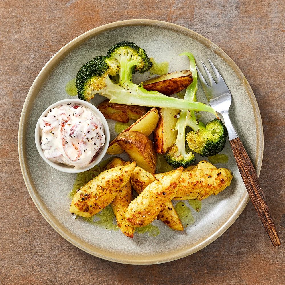 Currykyckling med paprikadipp