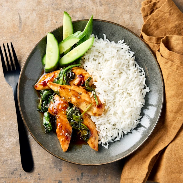 Chicken teriyaki med gurka
