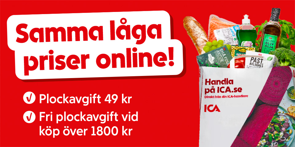 Välkommen till ICA Kvantum Värnamo. Samma låga priser online! Plockavgift 49 kr. Fri plockavgift vid köp över 1800 kr. 