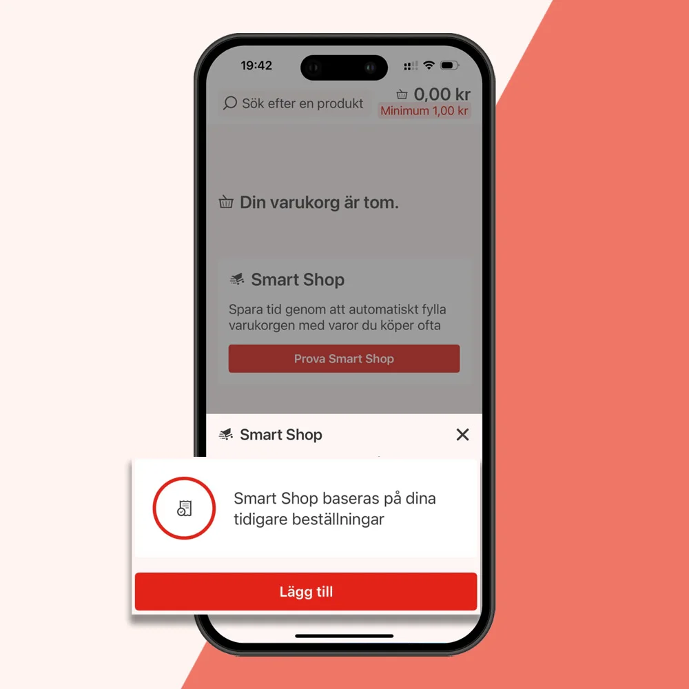 Skärmbild av Smart Shop i appen