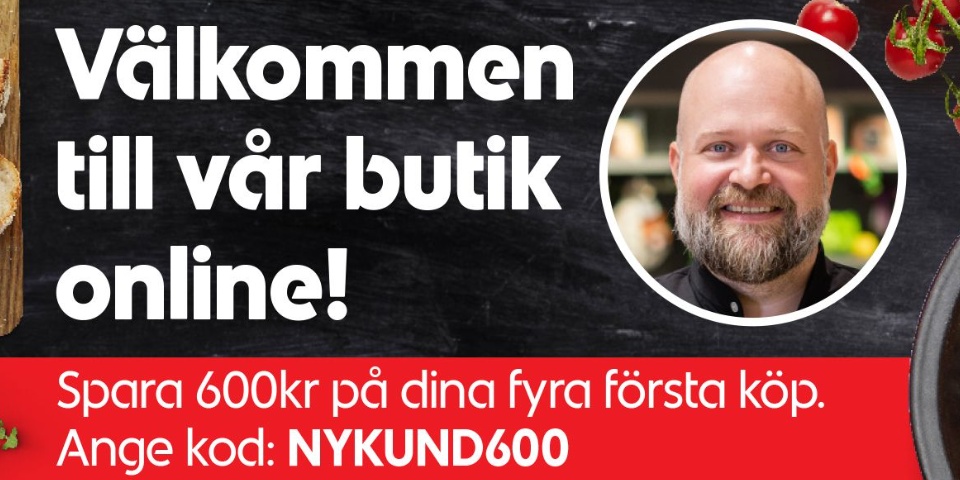 Välkommen till vår butik online. Spara 600 kronor på dina fyra första köp. Ange kod: NYKUND600