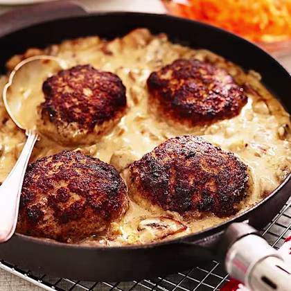 Pannbiff med svampsås