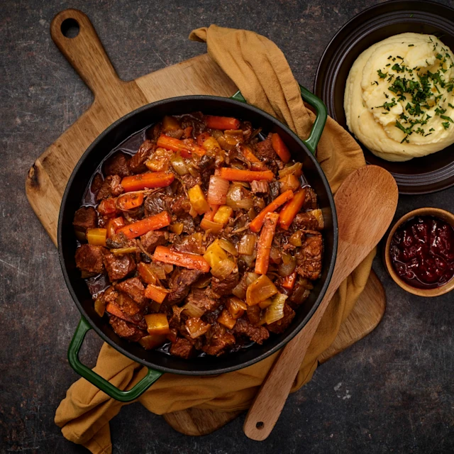 Älggryta med trattkantareller