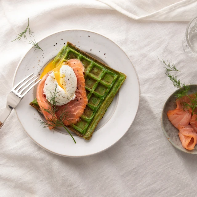 Matiga våfflor med spenat