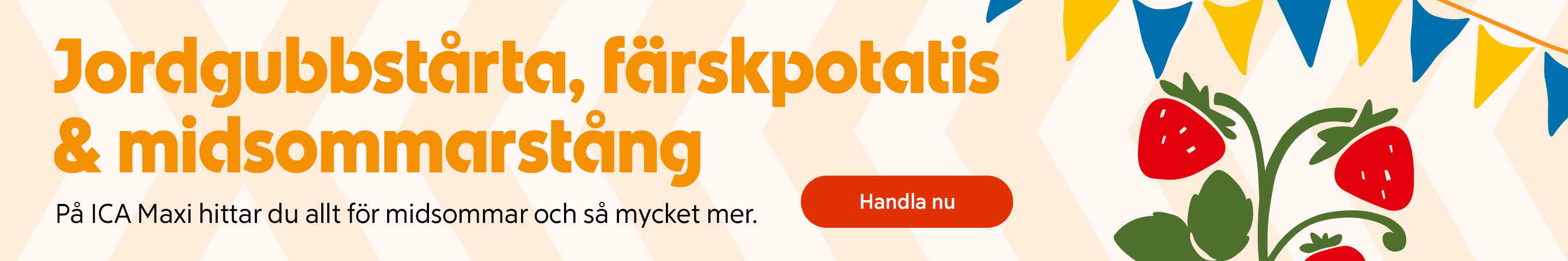 Jordgubbartårta, färskpotatis & midsommarstång- Klicka för att handla allt till midsommar!