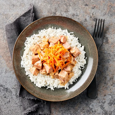 Blond stroganoff med ris